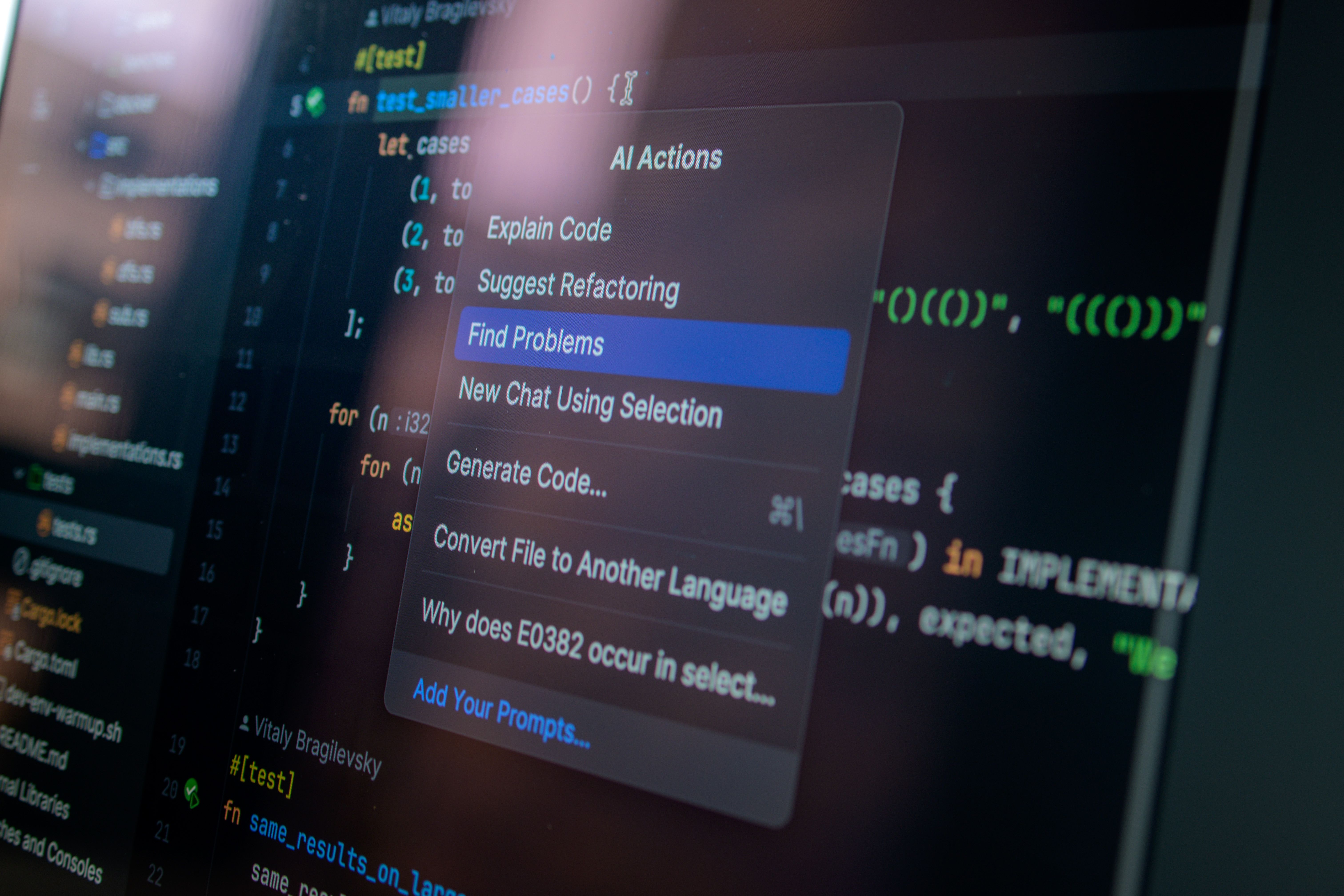 A close-up of complex code on a computer screen